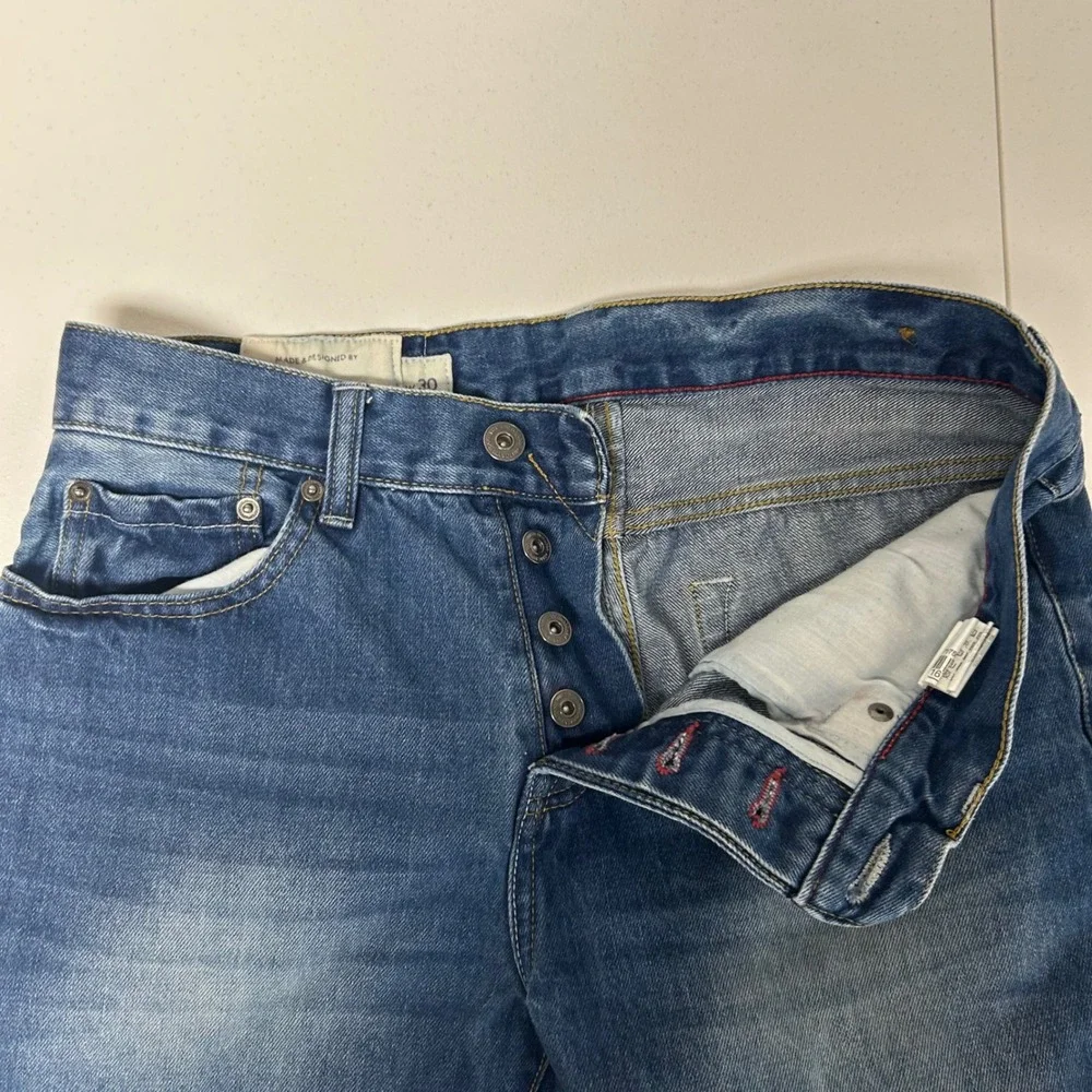 oodji Straight Leg Jeans Mens 30x32 Blue Medium Wash Button Fly